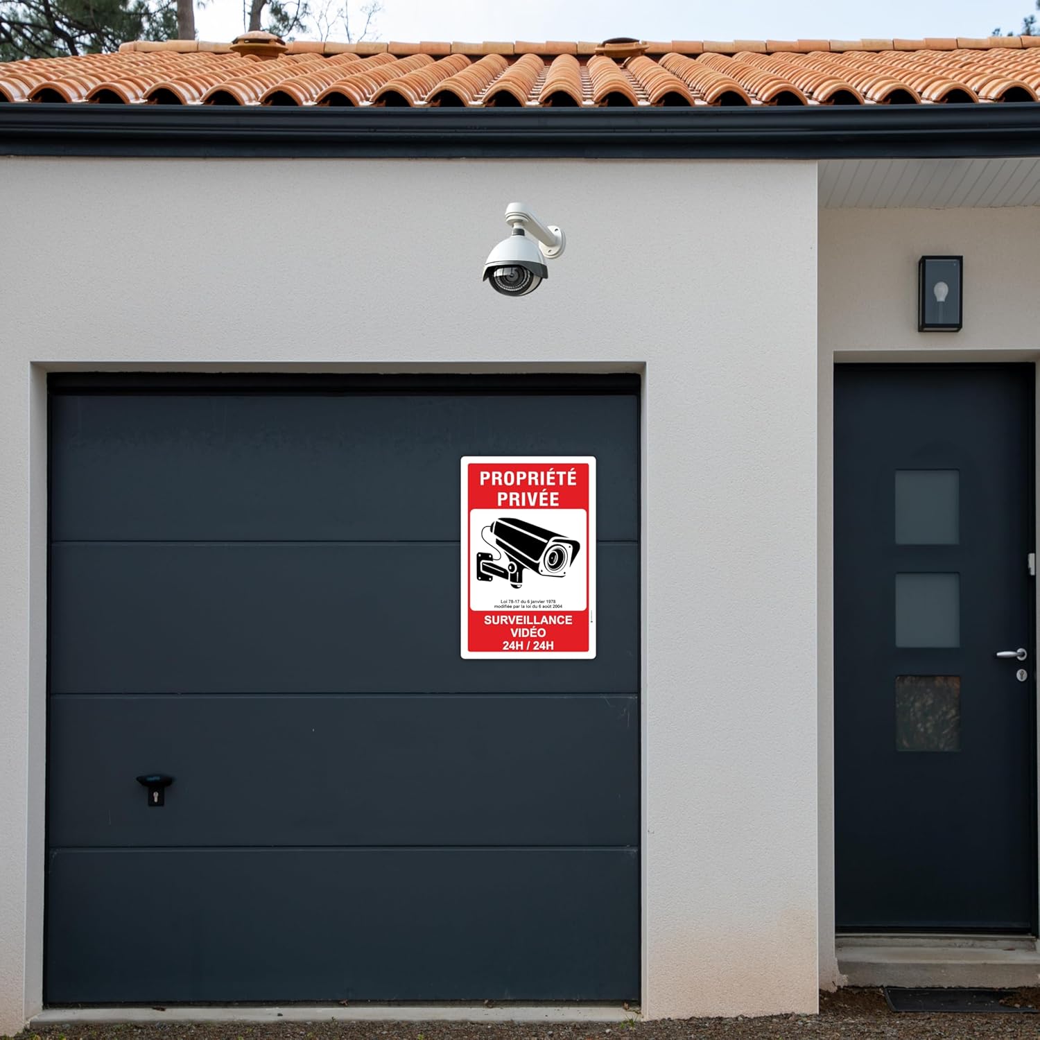 Detalle 2 de Pubblimania Étiquettes Adhésives Propriété privée — surveillance 24h/24, 20x30 cm (Italie)