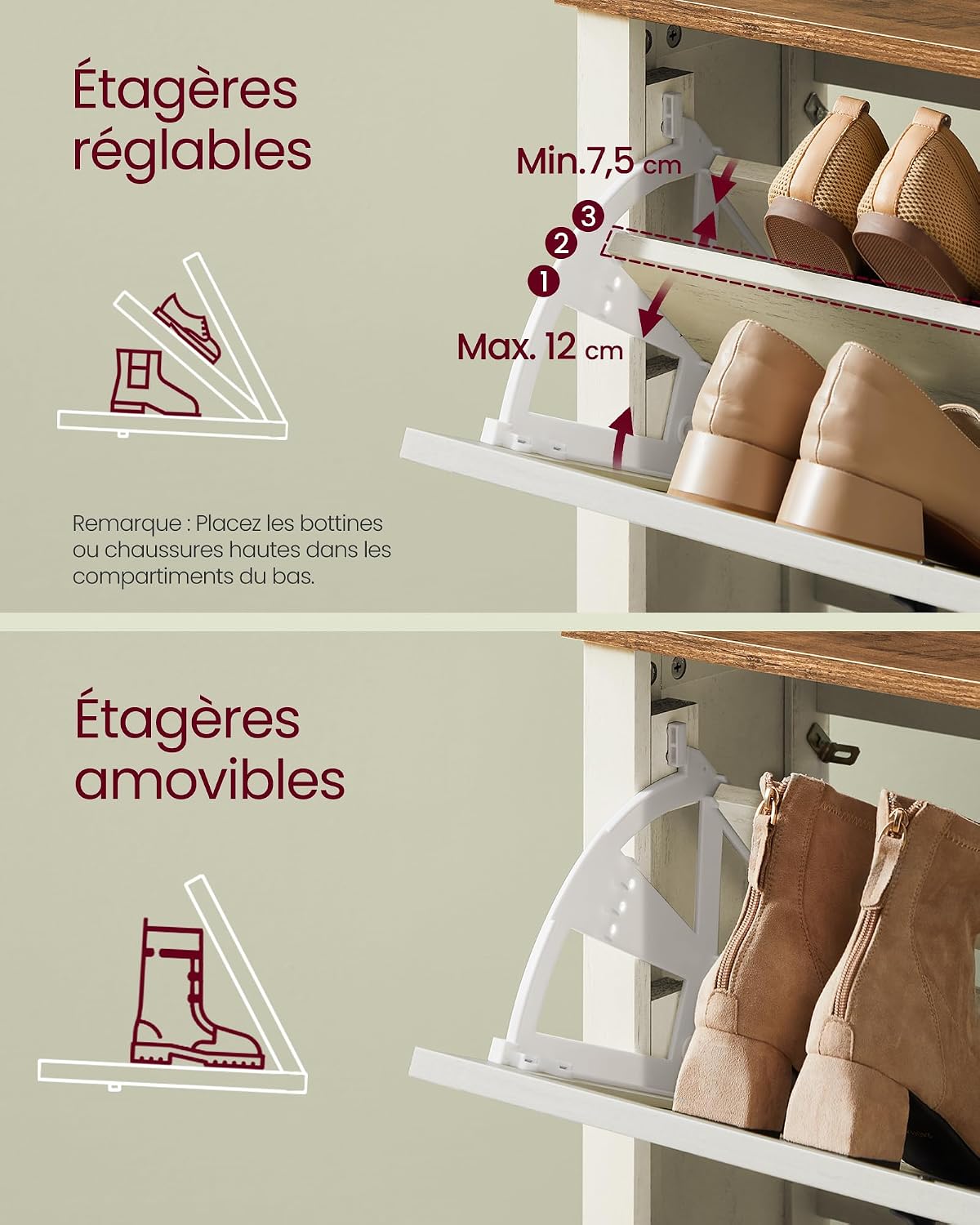 Thumbnail 6 de Meuble à chaussures VASAGLE LIRY 3 abattants, 18 à 24 paires