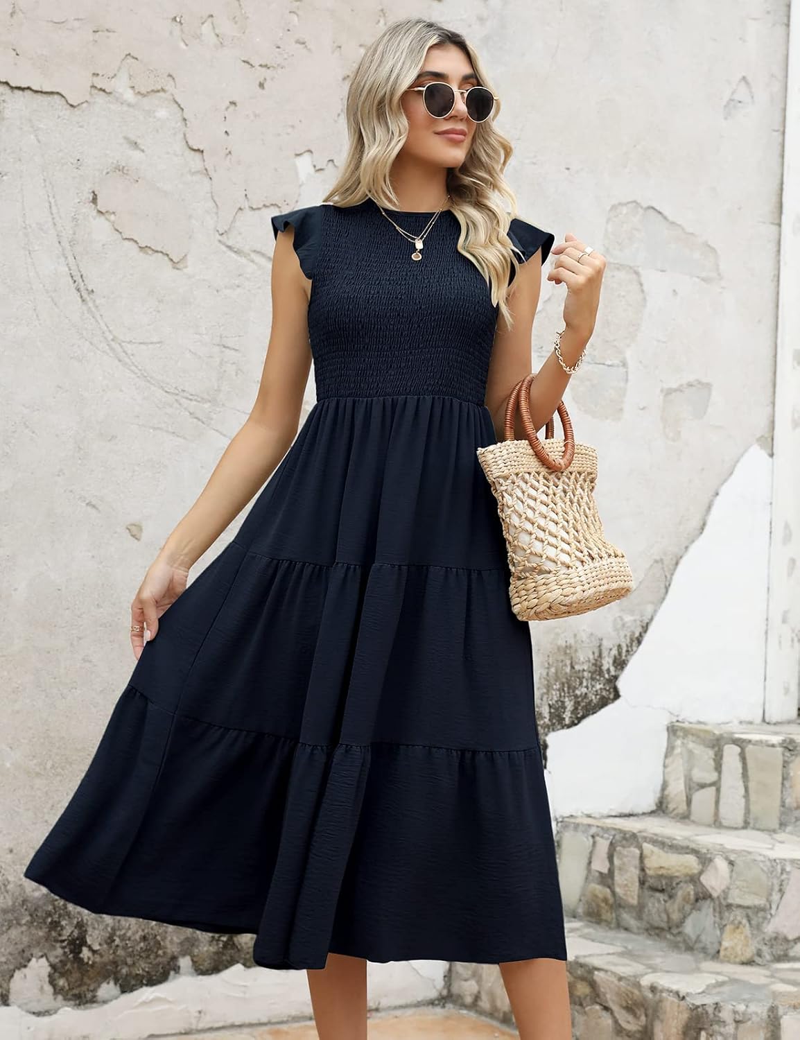 Thumbnail 1 de CMTOP Vestito Donna Estivo lungo con girocollo e maniche a volant, linea A