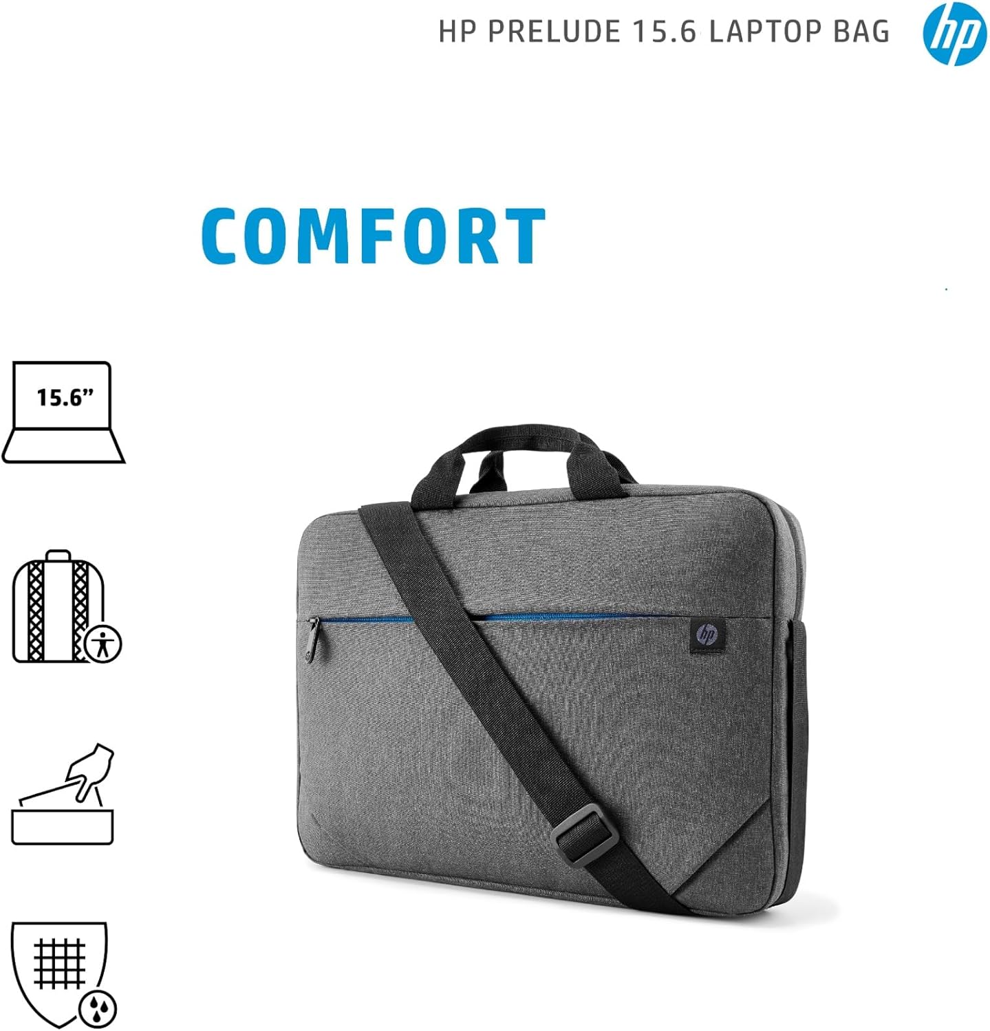 Thumbnail 4 de HP Prelude borsa a tracolla per notebook fino a 15,6” e tablet, grigia con cover impermeabile