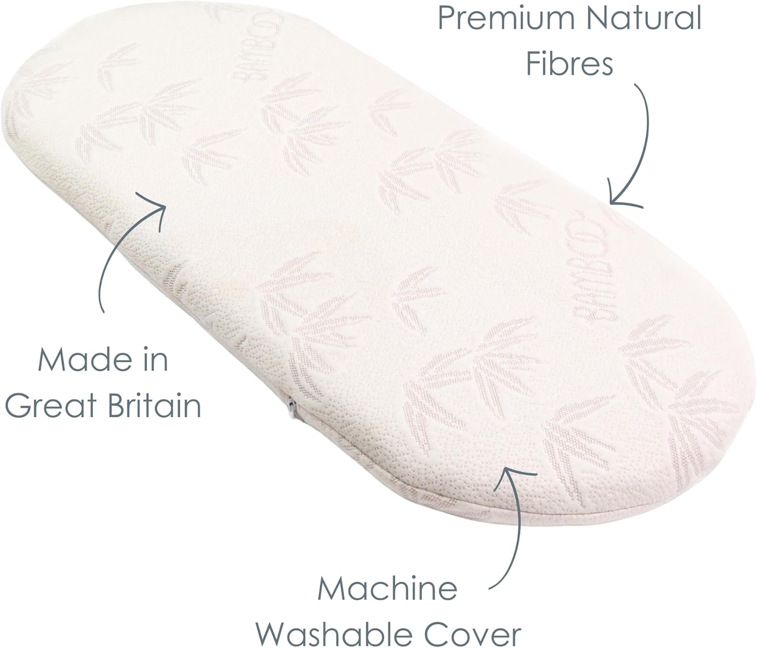 Detalle de Clair de Lune Natural Bamboo Palm Moses Basket/Noah Pod Mattress – 74 x 28 cm