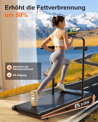 Detalle 2 de Superun Walking Pad mit Steigung, KI-Trainer und App, 1–12 km/h