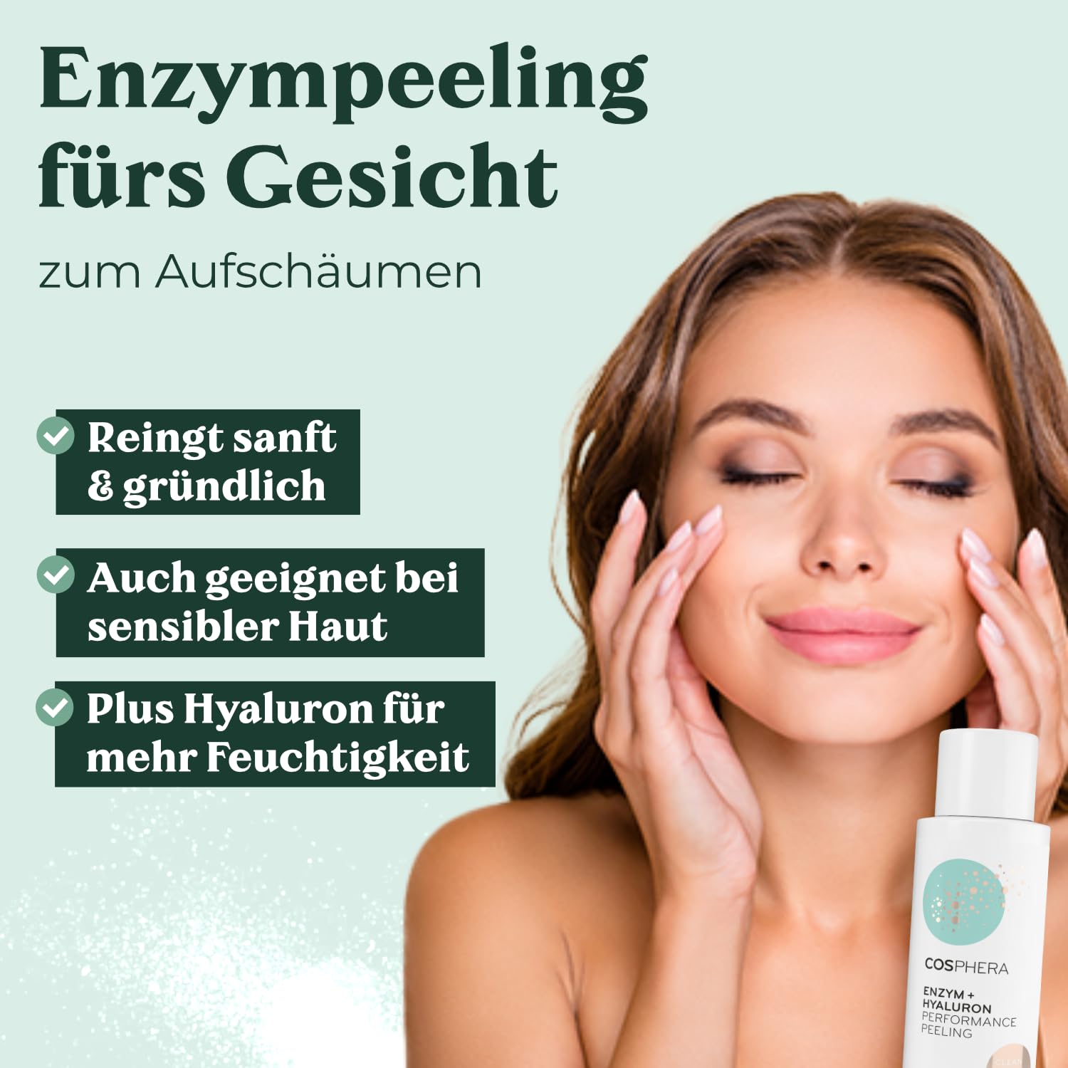 Detalle de Enzym Peeling Gesicht mit Hyaluron (100% vegan, Enzym Powder) – sanfte Porenreinigung für glatte Haut