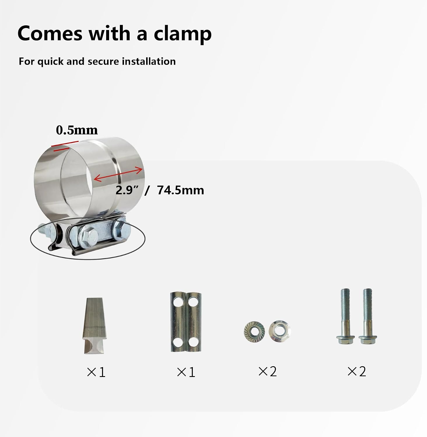Thumbnail 4 de Universal 5" to 6" Exhaust Elbow Pipe with Steel Clamp — Silver Chrome or Black Painted