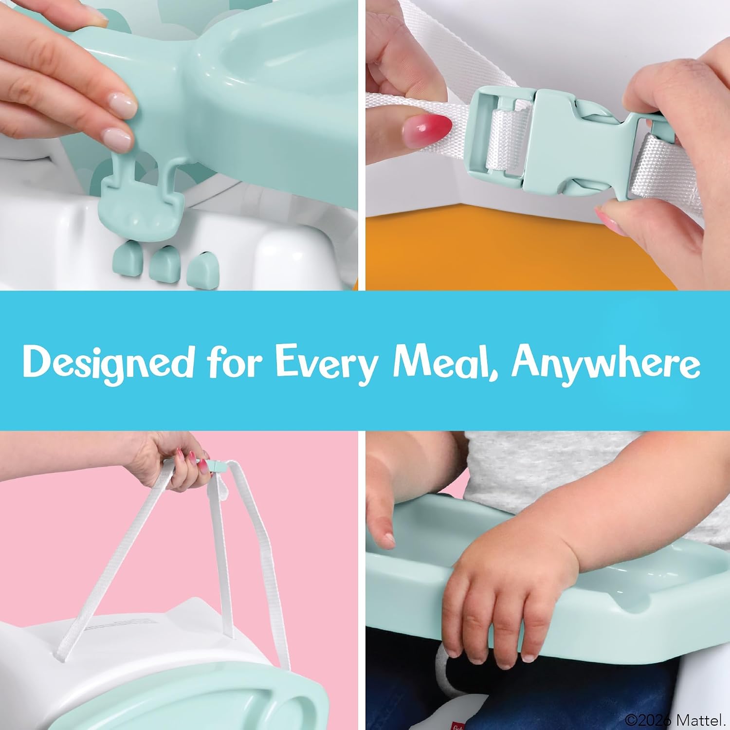 Detalle de Fisher-Price Feeding Booster Seat for Toddlers with Adjustable Tray, Foldable Design