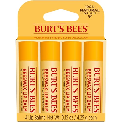 Detalle de Burt's Bees 100% Natural Moisturizing Lip Balm (Original Beeswax) — Peppermint, 4 x 0.15 oz