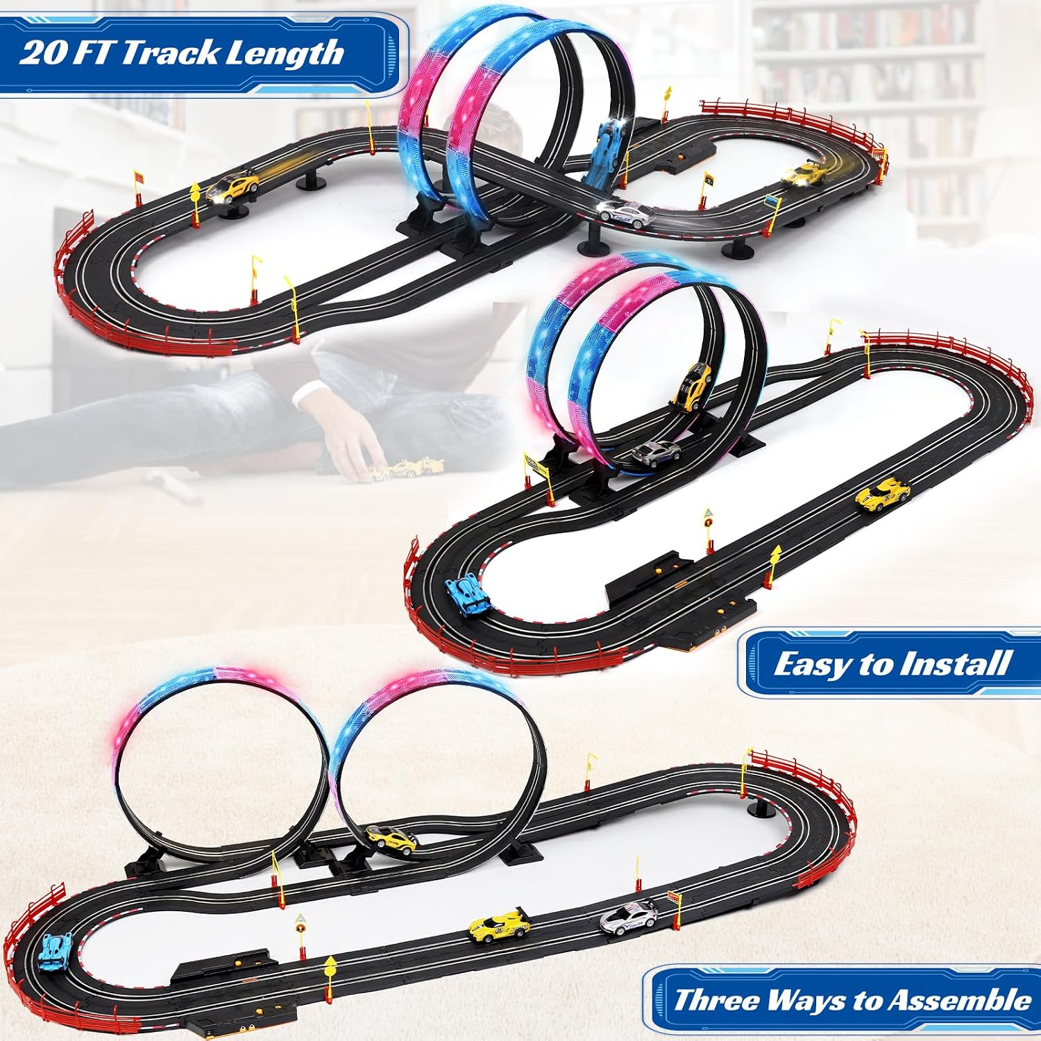 Detalle de Slot Car Race Track Set 20ft with 4 Cars
