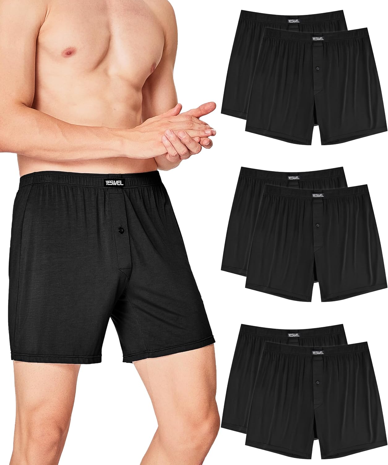 Detalle de YESWEL Bambus Boxershorts Herren 6er Pack