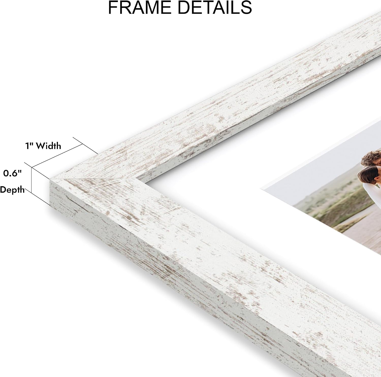 Detalle de Hongkee 5.5 x 8.5 Diploma Frame Set of 2 — Real Glass, Distressed White Wood Frame