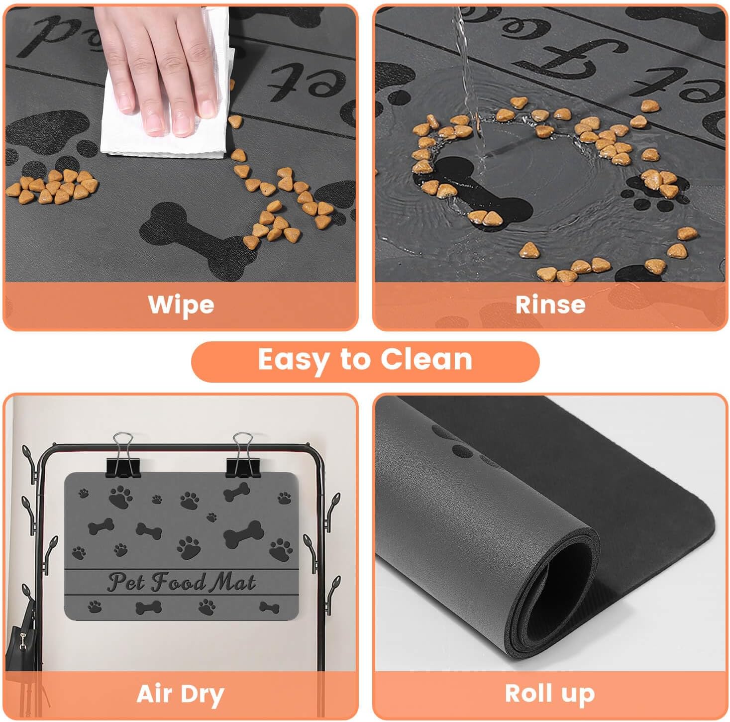 Thumbnail 3 de DK177 Pet Feeding Mat (20"x12") – Absorbent Placemat with Waterproof Rubber Backing