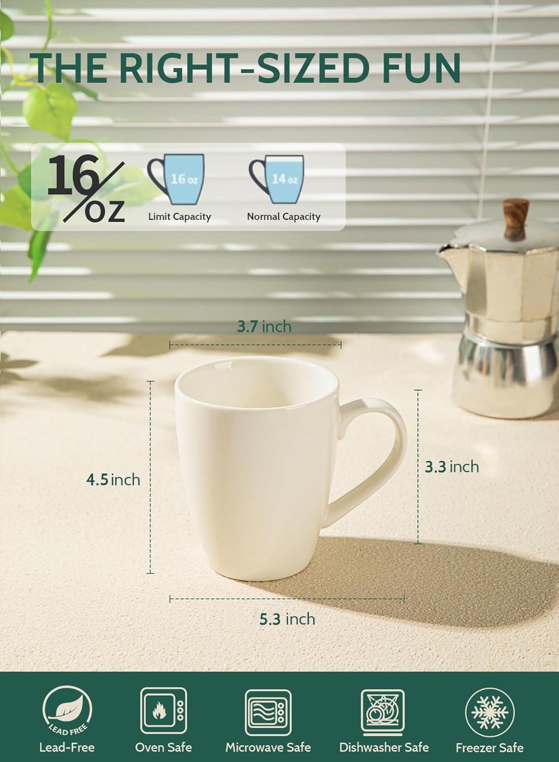 Detalle 2 de Sweese Porcelain Coffee Mugs 16 oz
