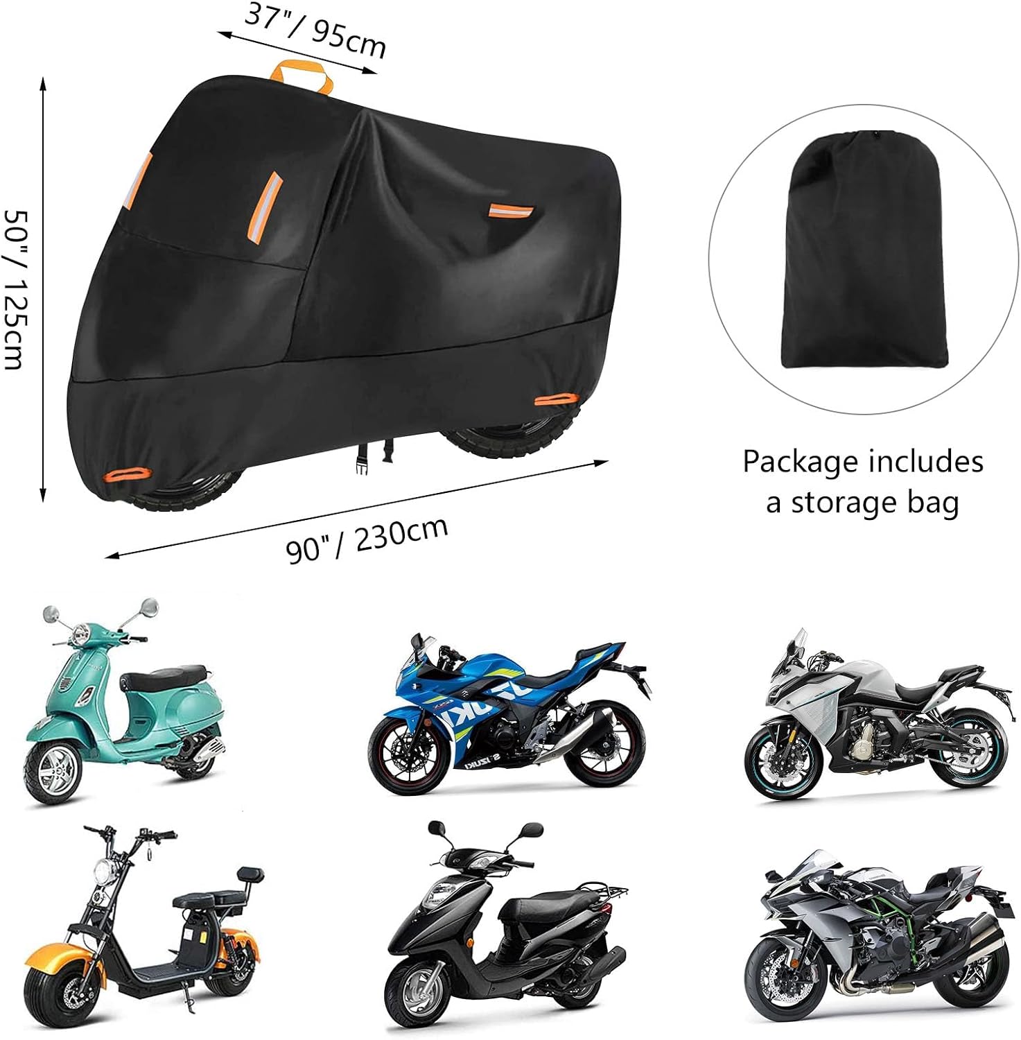 Thumbnail 6 de SECELES 300D Heavy Duty Motorcycle Cover (XXL) for Outdoor Storage
