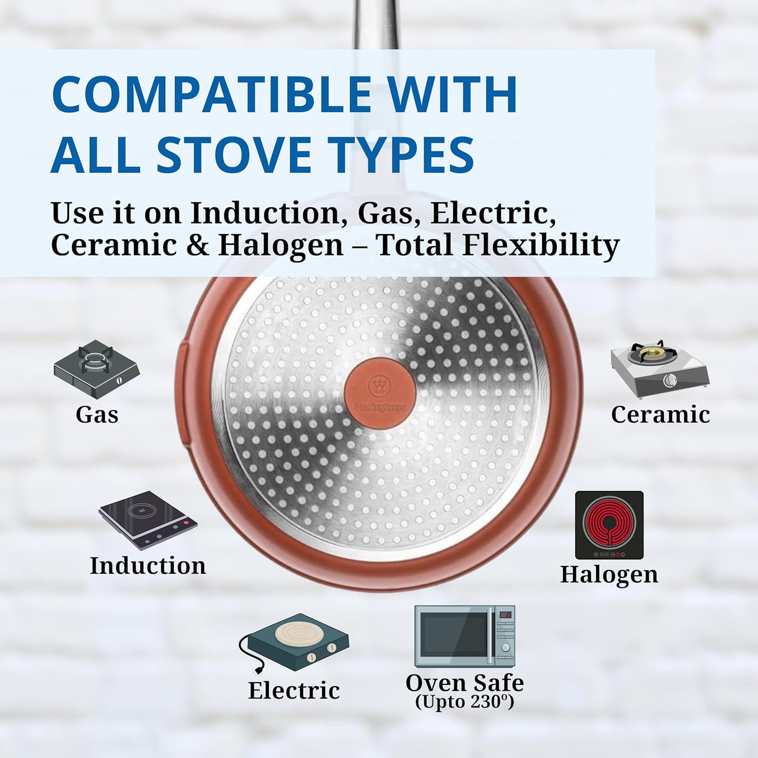 Thumbnail 5 de Westinghouse PERFORMANCE SERIES WCFP0095024OR – poêle à frire 24 cm à revêtement Cool Touch, poignée inox (rouge)