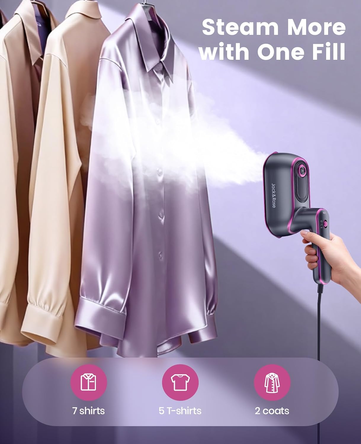 Thumbnail 5 de Jack ＆ Rose Clothes Steamer: 8s Quick Heat Travel Companion