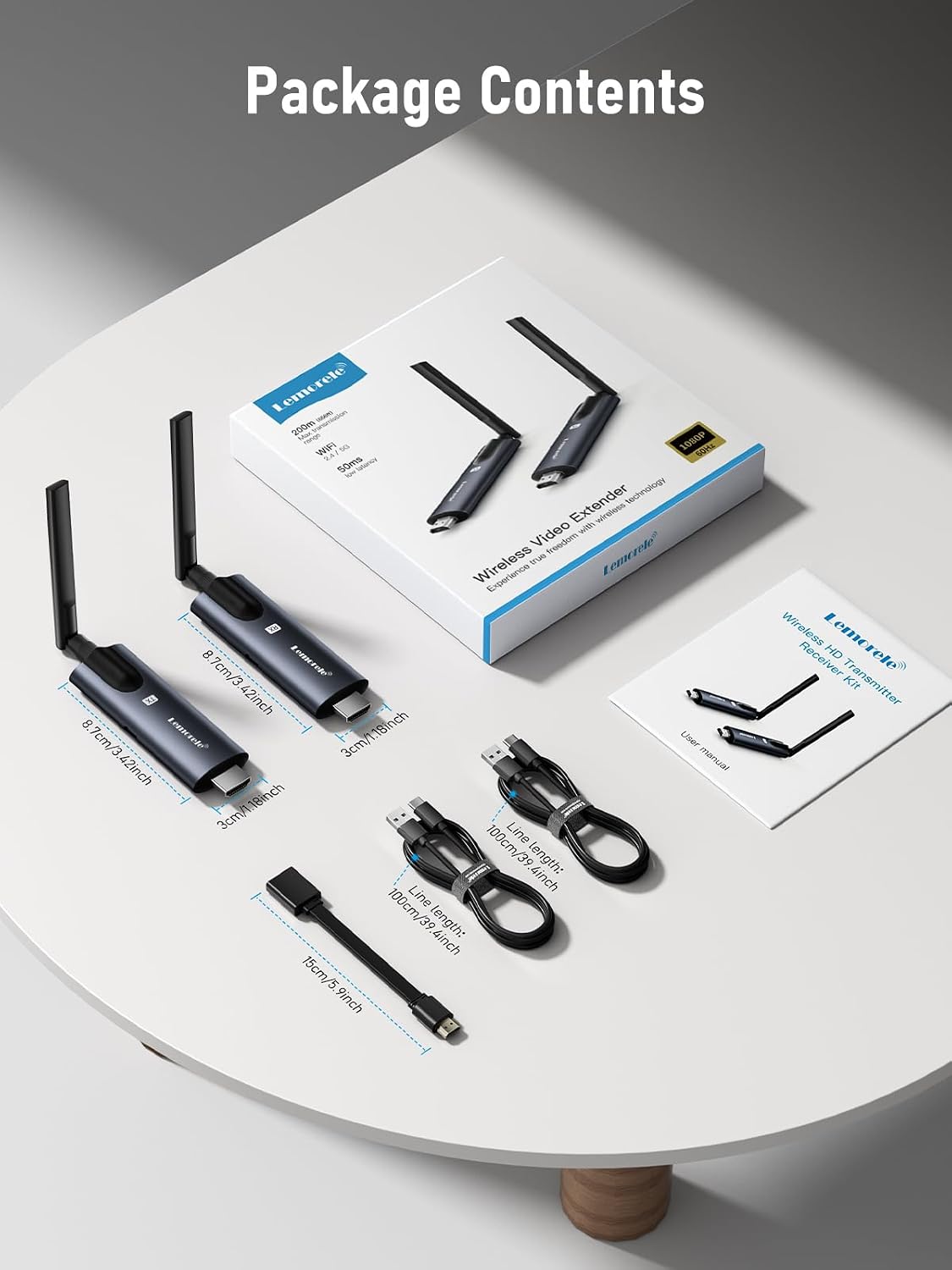 Thumbnail 6 de Lemorele Wireless HDMI Transmitter & Receiver with TuTuPlay App – 1 TX to 4 RXs, 1080p, up to 200m