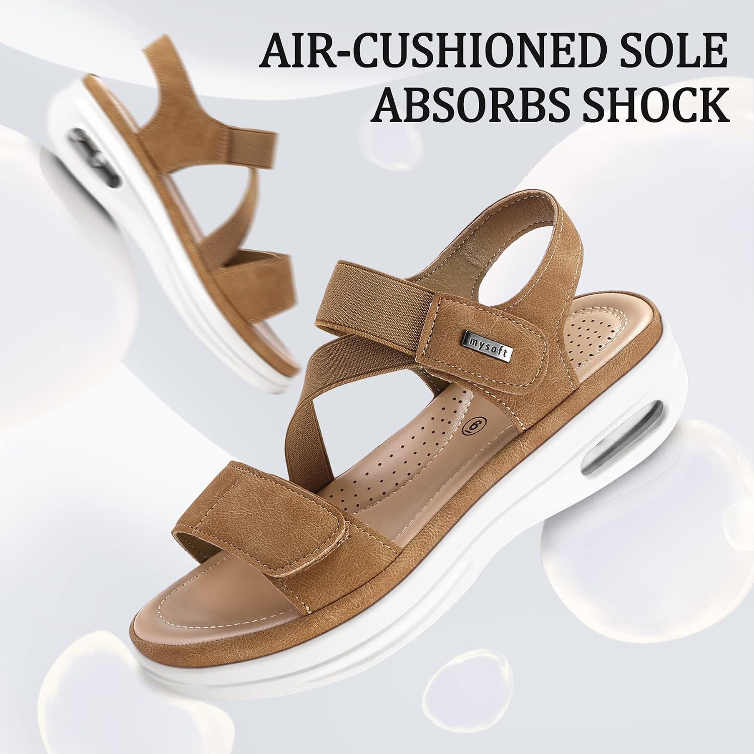 Detalle 2 de mysoft Women's Summer Walking Sandals with Air Cushion and Ankle Strap