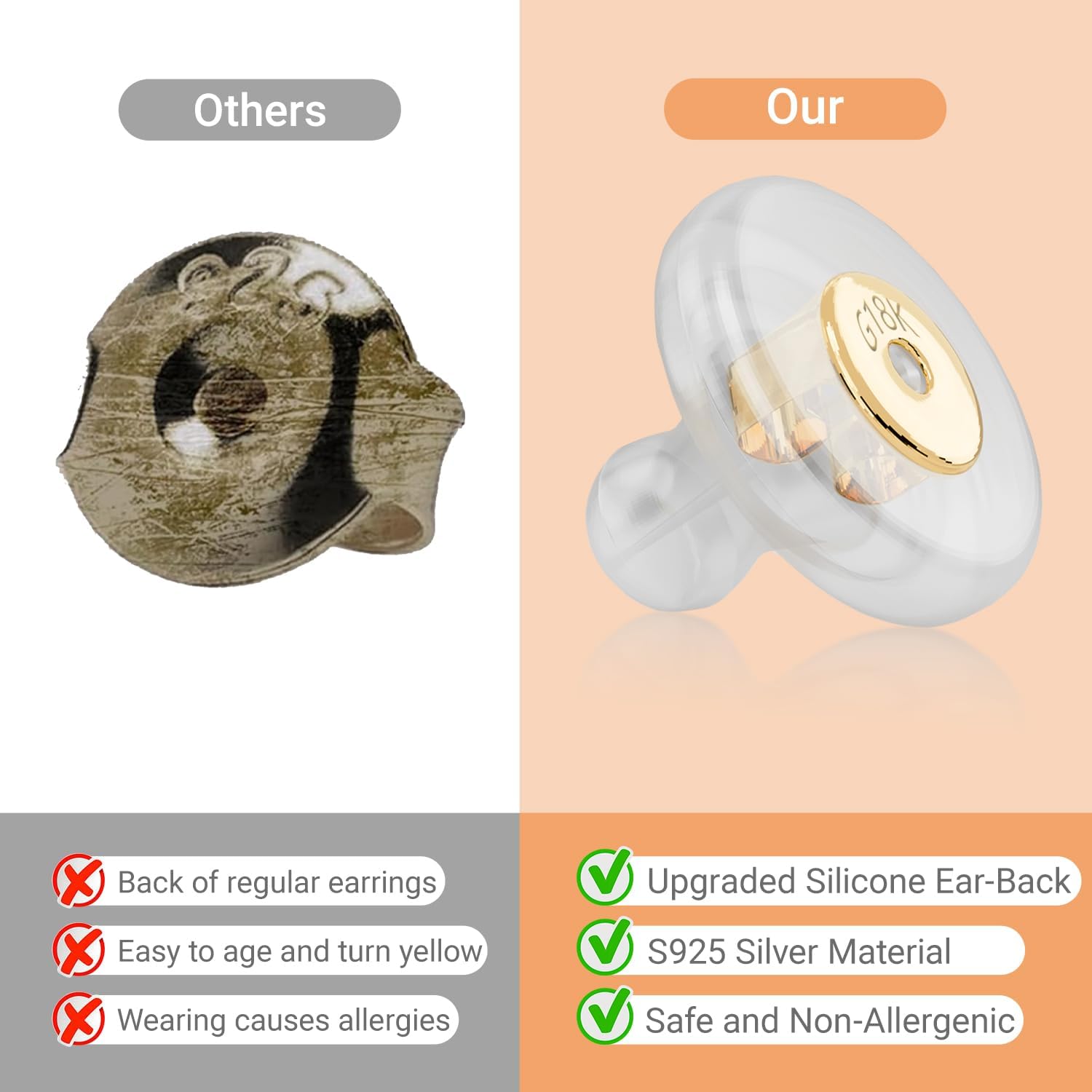 Thumbnail 4 de JUNCHONG JC-GJEH Silicone Earring Backs, 18K Gold-Plated Locking Design, 12-Piece Set