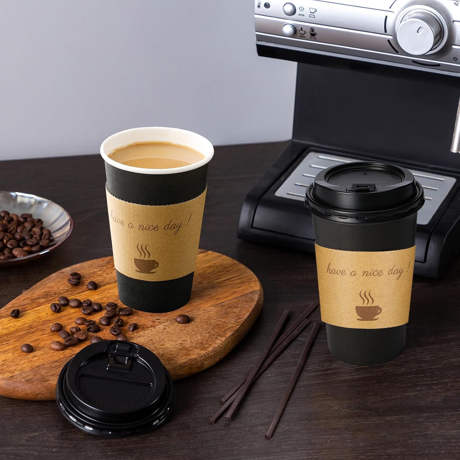 Thumbnail 4 de Lamosi 16 oz Coffee Cups 50 Pack