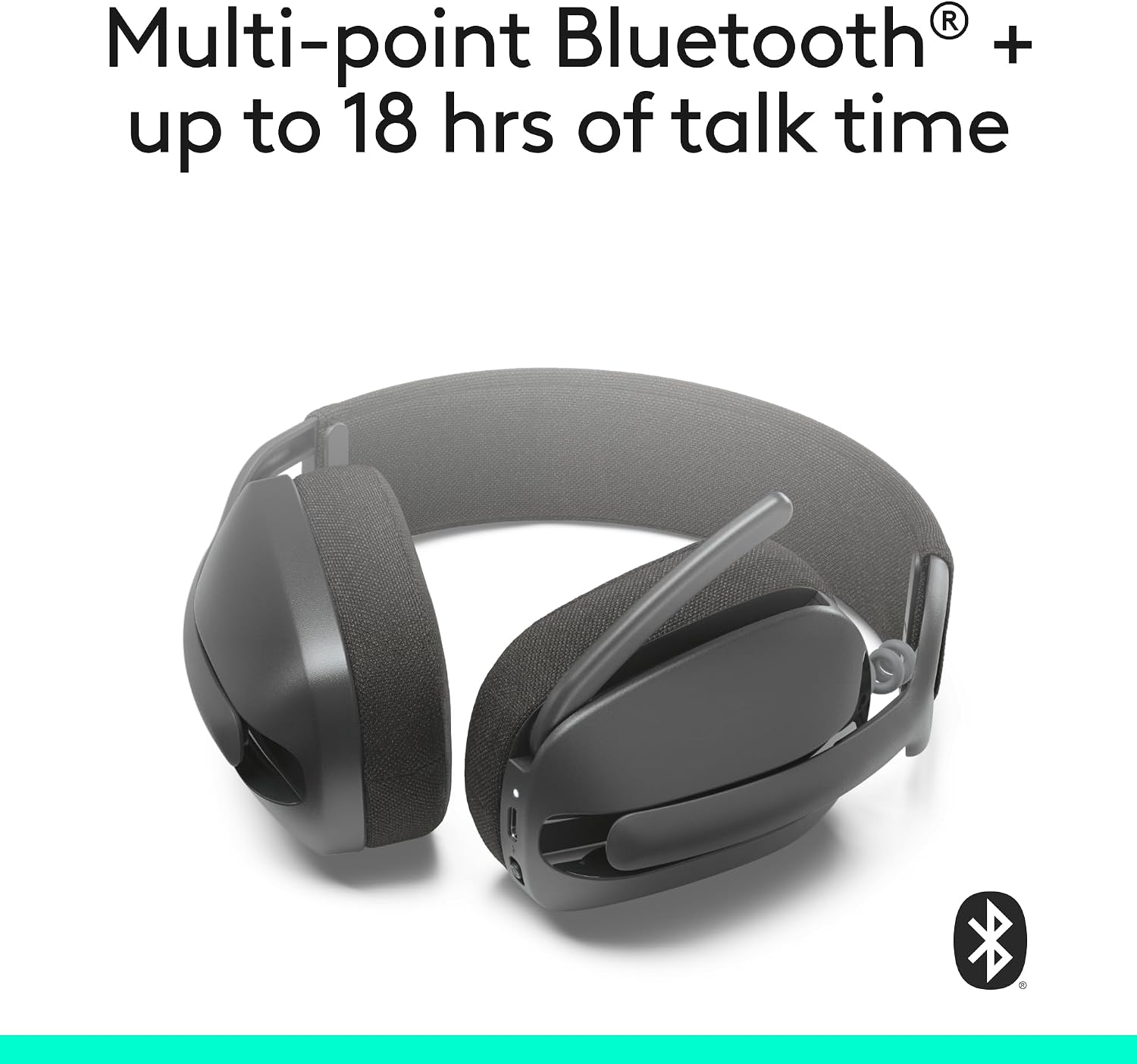 Detalle 1 de Logitech Zone Vibe 100 Wireless Over-Ear Headset, Graphite, Multipoint Bluetooth