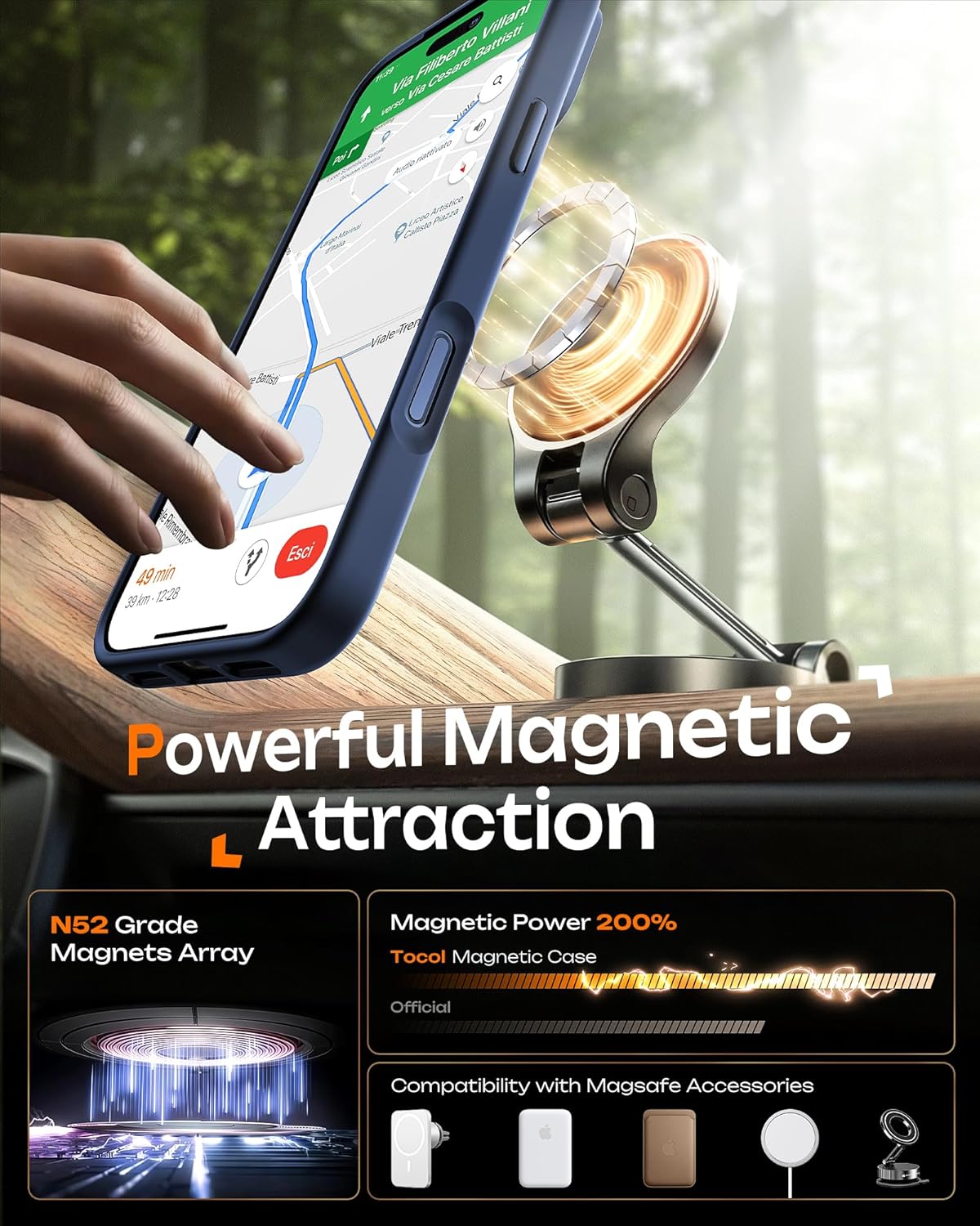 Thumbnail 4 de TOCOL Magnetic iPhone 17 Pro Max case, MagSafe, 1 ring