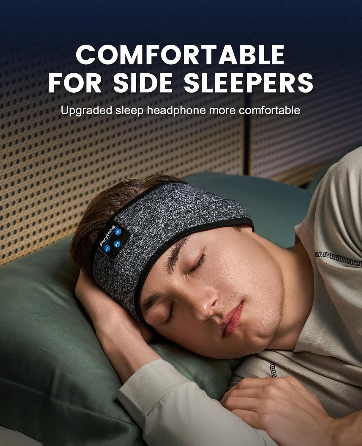 Detalle 2 de Perytong Bluetooth Headband Headphones, Spandex, Bluetooth 5.4, 40mm Drivers