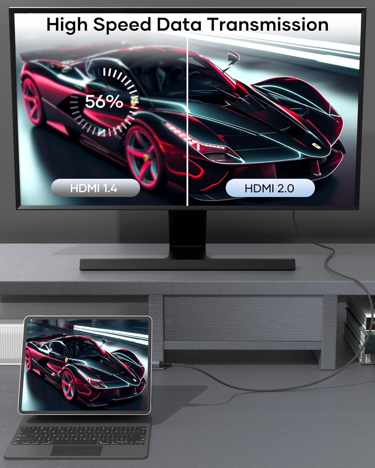 Thumbnail 3 de BRV Explorer Mini HDMI to HDMI Cable 2m: 4K@60Hz, 1440p@144Hz, Mini HDMI 2.0 to HDMI