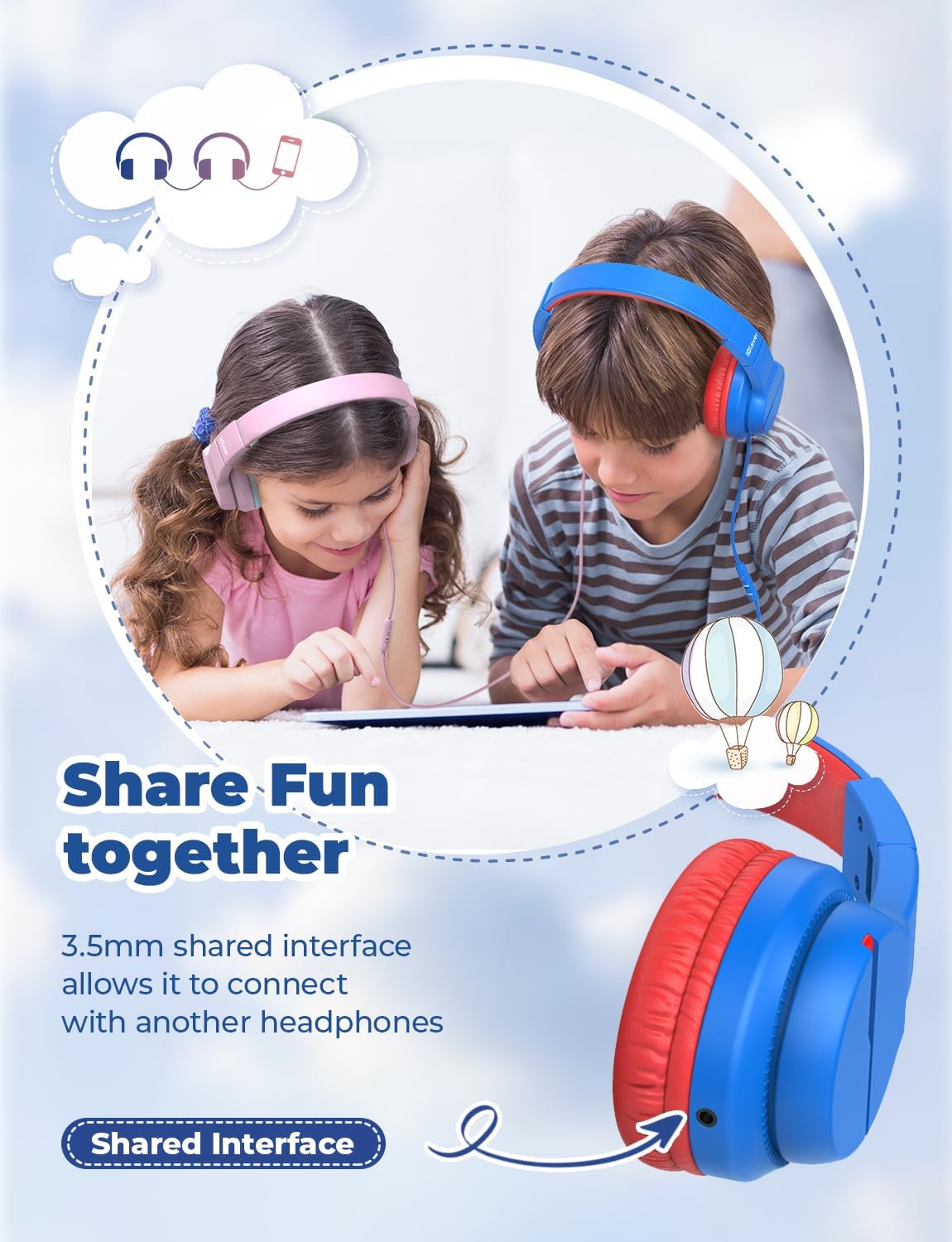 Thumbnail 2 de iClever HS19 Kids Headphones, Safe Volume 3.5mm