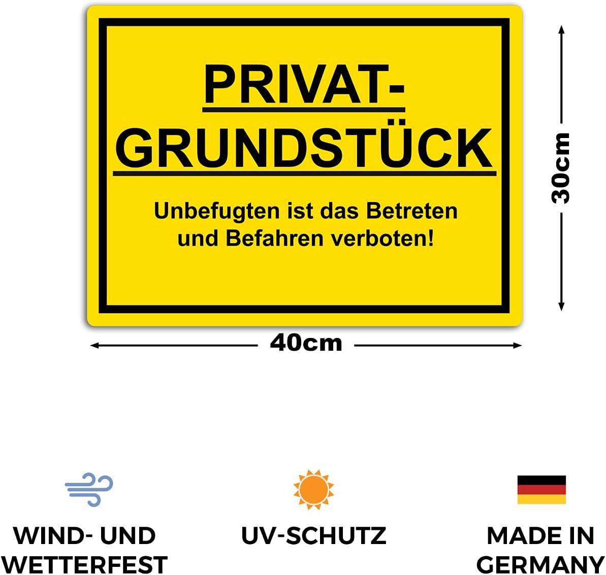 Thumbnail 1 de STROBO 2er Set XXL Privatgrundstück Hinweisschild „Unbefugten ist das Betreten und Befahren verboten!“ (40 x 30 cm, 5 mm Hartschaumplatte)