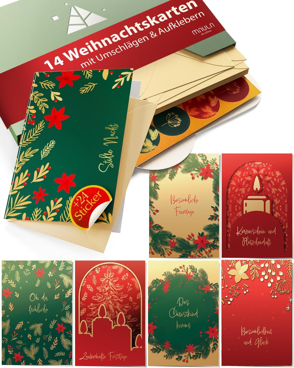 Weihnachtskarten Set A6 mit Umschlägen 14