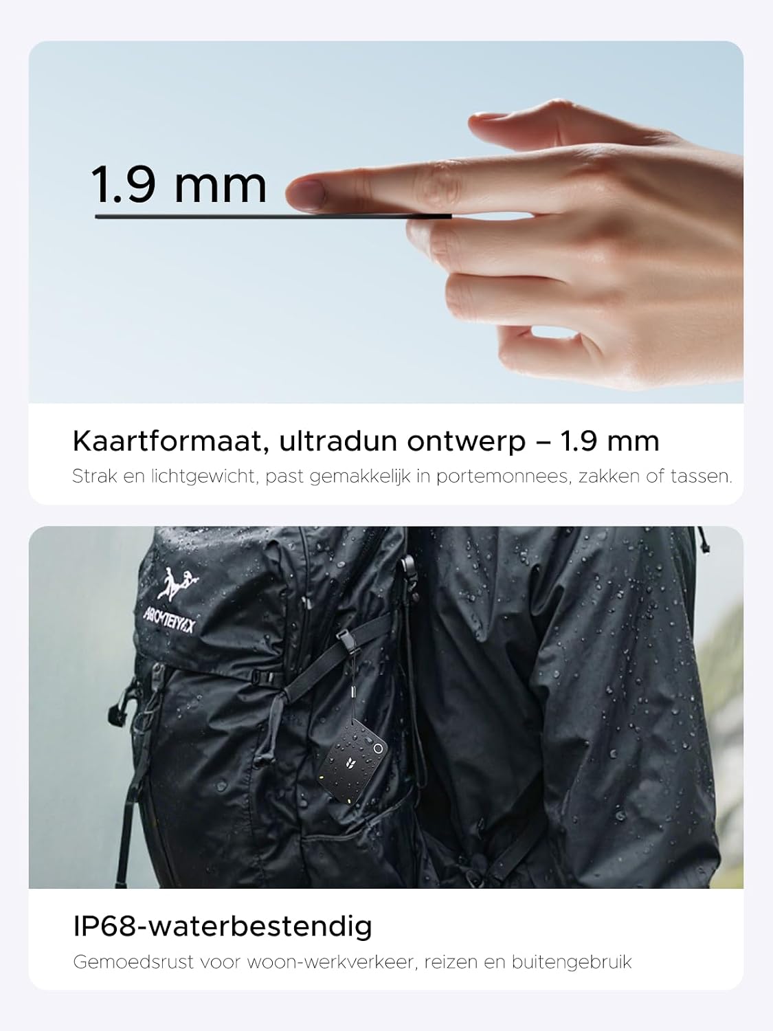 Detalle 1 de UGREEN FineTrack Slim Duo 2 kaarttracker, 1,9 mm dun met RFID-bescherming