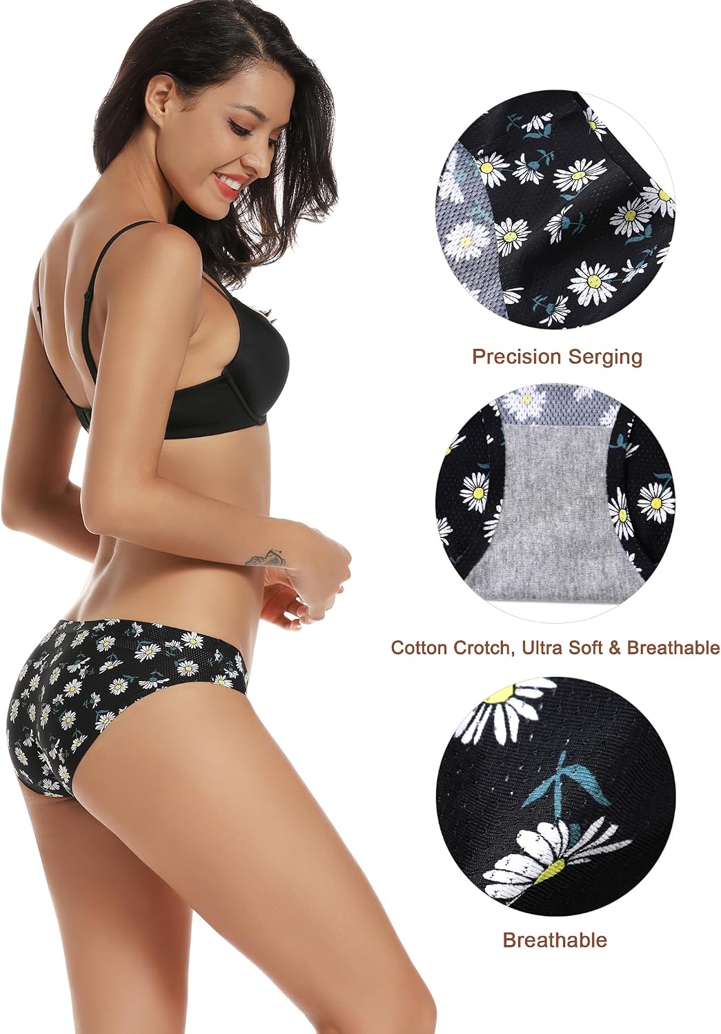 Detalle de Voenxe 6038 Seamless Bikini Knickers, 5 Pack, Stretch Microfibre
