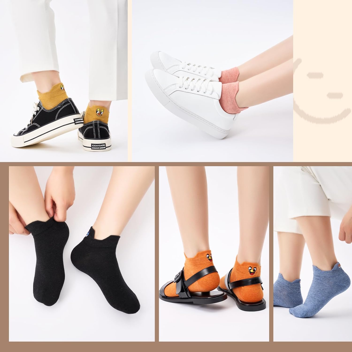 Thumbnail 6 de Effeet Lustige Sneaker Socken Damen – 10 Paar bunte Kurzsocken (Gr. 35–42) aus atmungsaktiver Baumwolle
