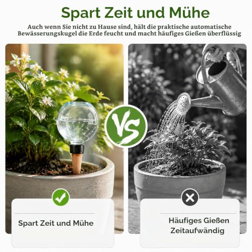 Detalle de XIANJIA 6er Set Bewässerungskugeln für Pflanzen – automatische Selbstbewässerung (500 ml pro Kugel)