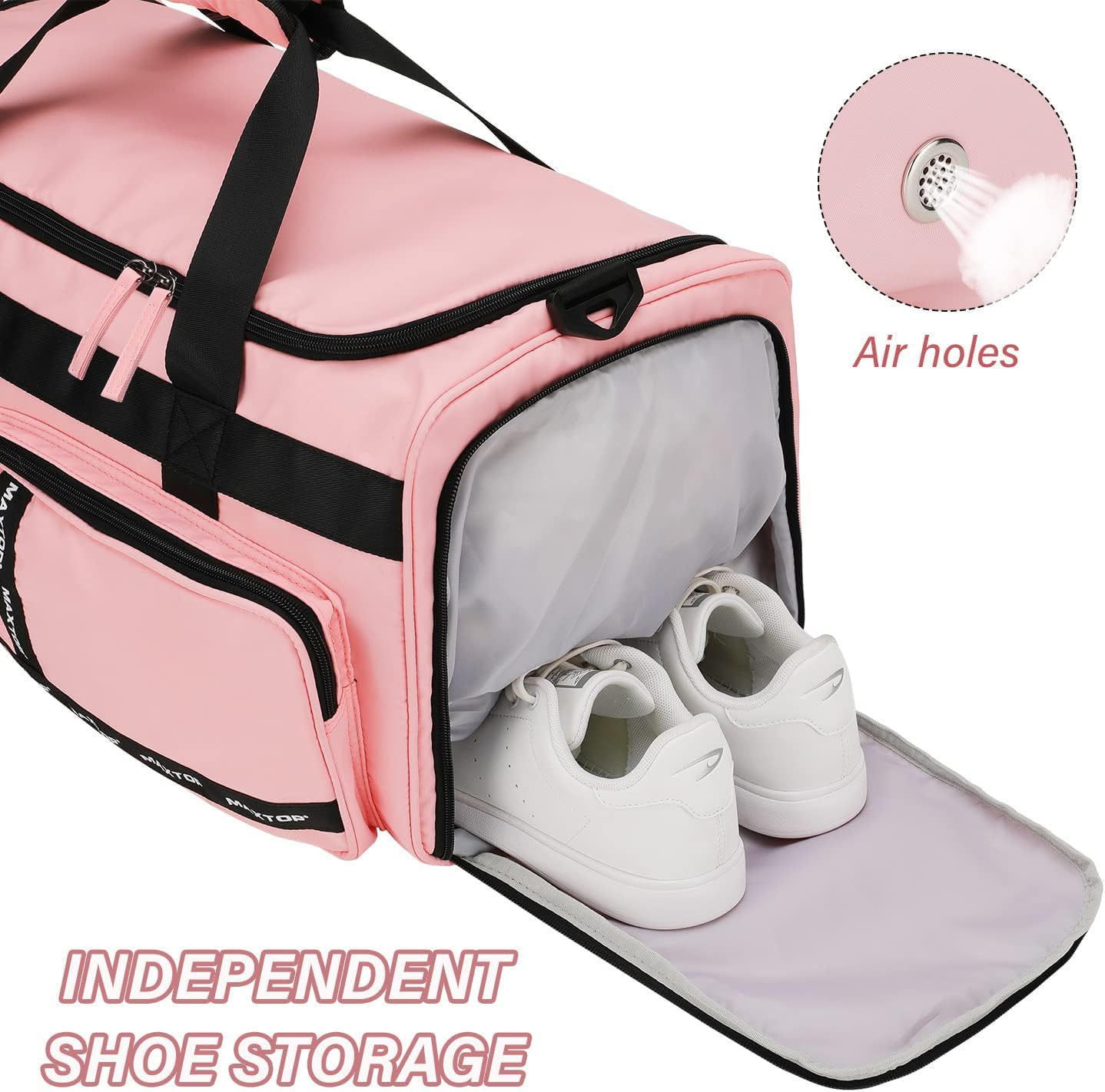 Detalle de MAXTOP Travel Duffle Bag for Women (Carry On Weekender) with Shoe Compartment and Wet/Dry Separation