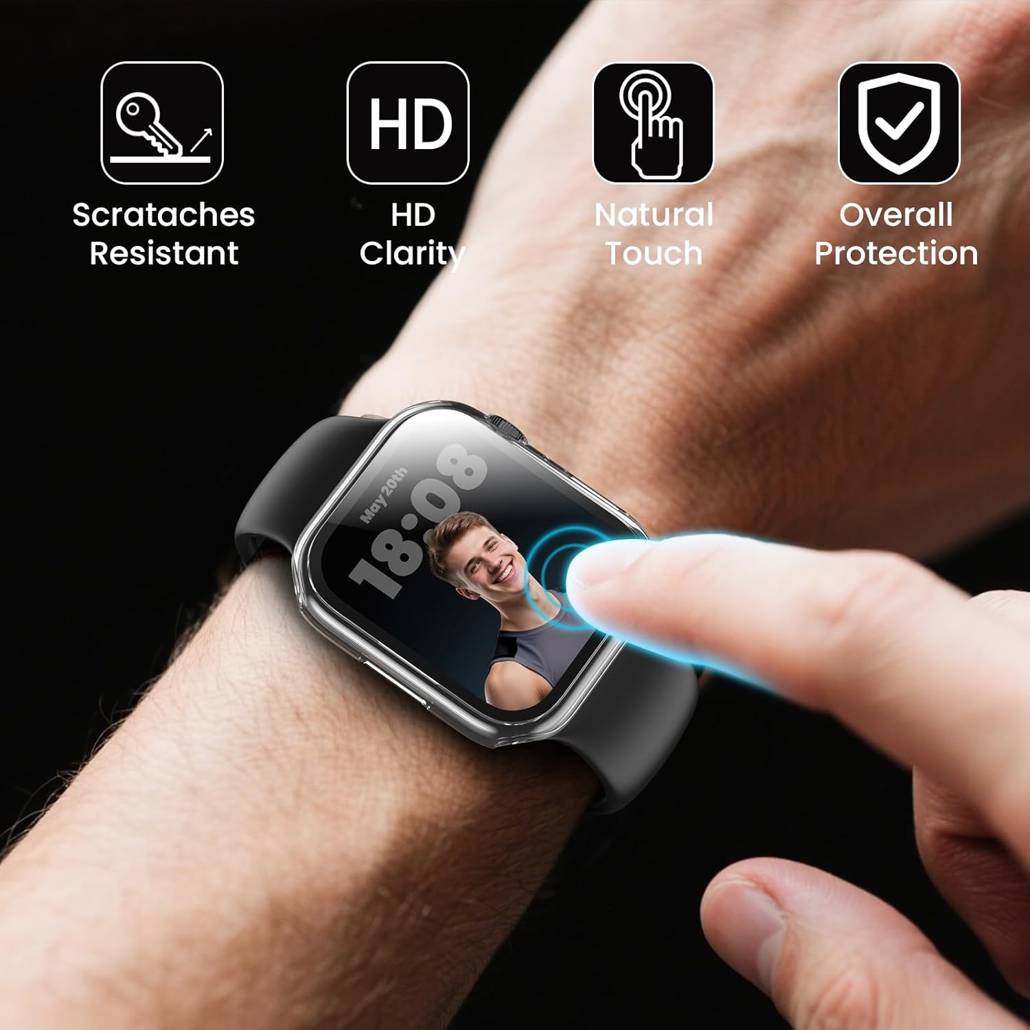 Detalle de Delidigi 40mm Apple Watch Screen Protector Case — 3 Pack Hard PC with Tempered Glass, for SE3/SE2/Series 6/5/4/SE