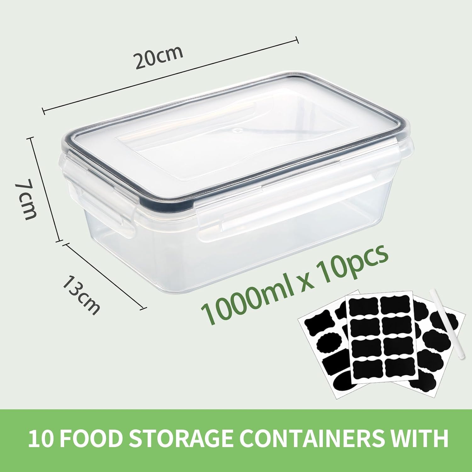Detalle 2 de Hibisaws Airtight Food Storage Containers 10-Pack (10 x 1L) – BPA-Free, Leakproof Lids