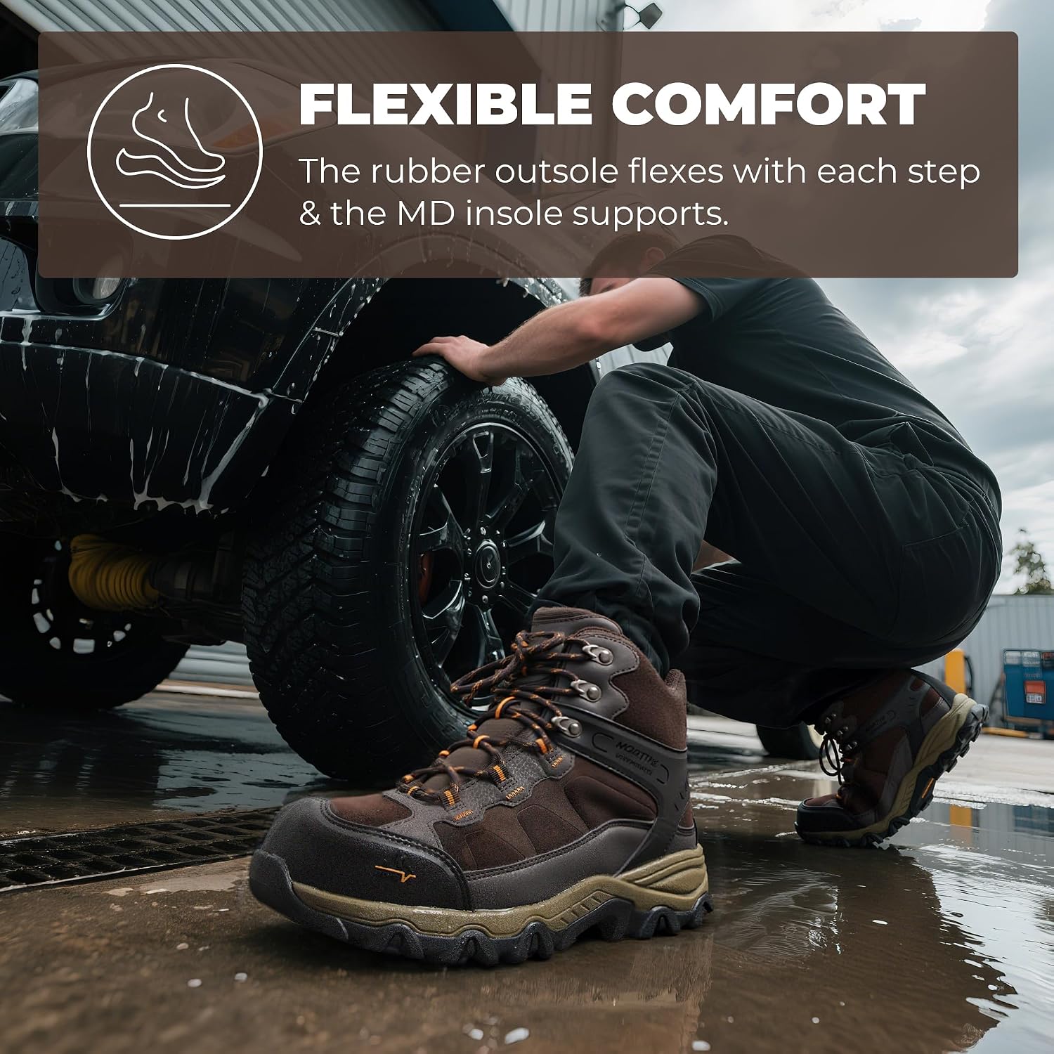 Detalle 2 de NORTIV 8 Paladin-Steel Waterproof Steel Toe Work Boots with Lug Outsole