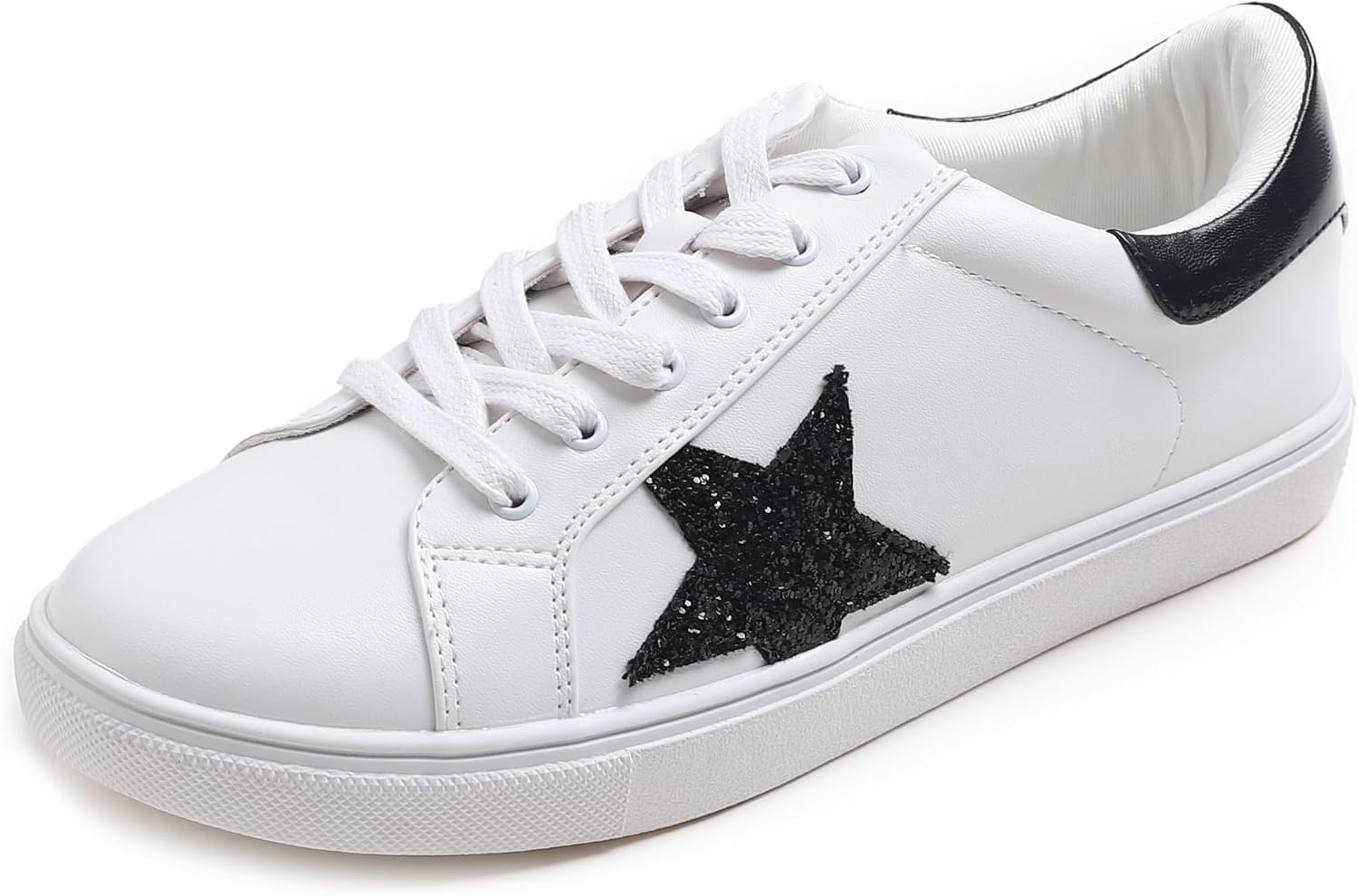 Detalle de Feversole Women's Featured PU Leather Lace-Up Stars Sneaker