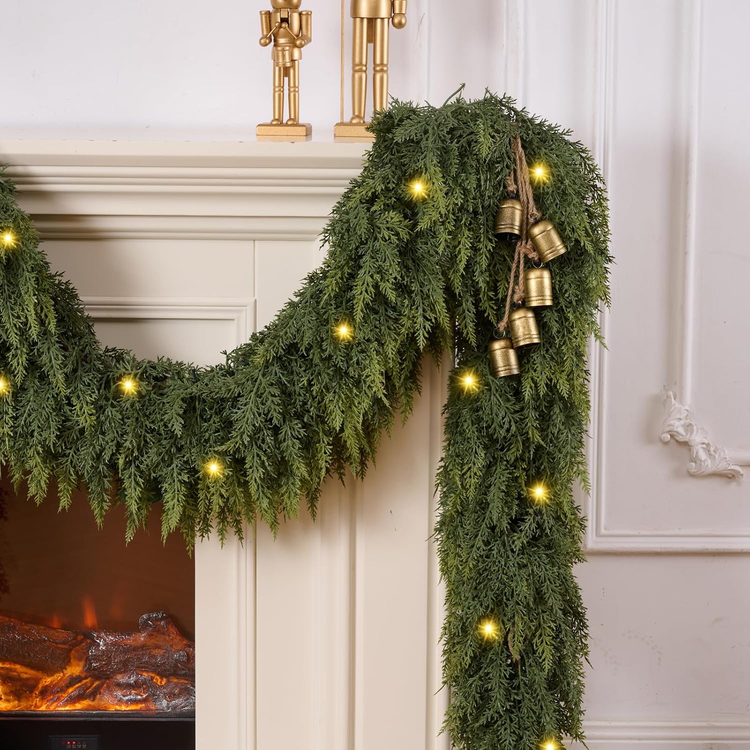 Thumbnail 2 de KIWDY DC-041 9-Foot Lighted Cedar Garland, 8 Modes, PE Foliage