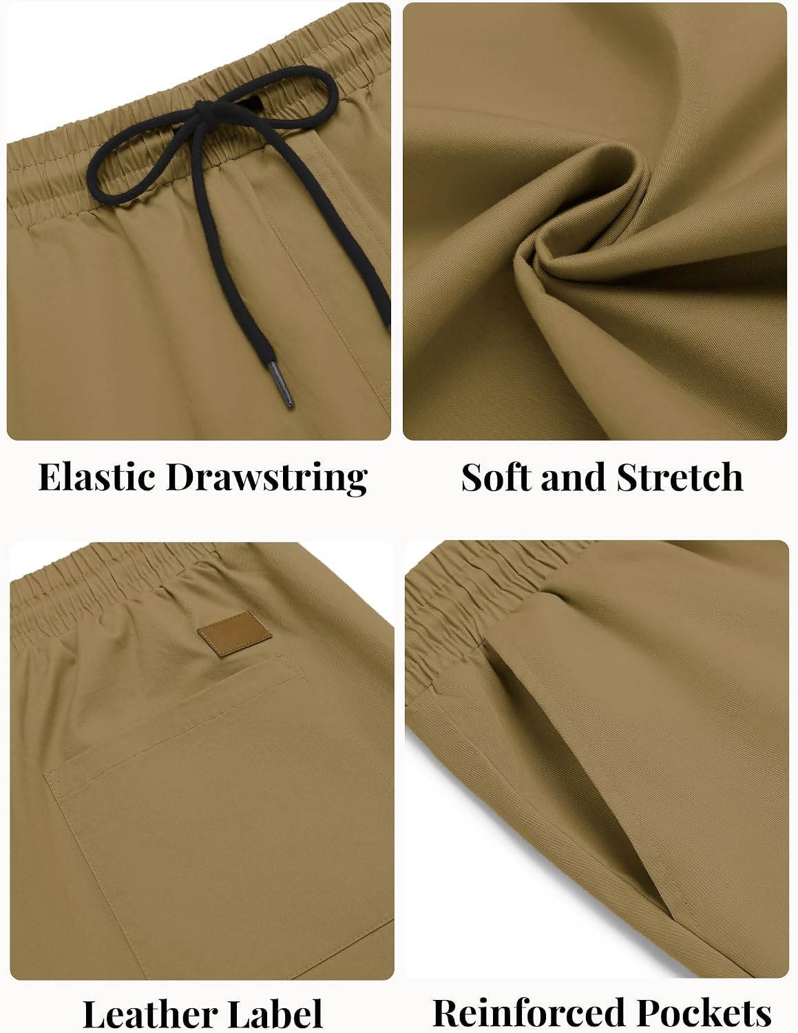 Thumbnail 6 de COOFANDY Men's Casual Cotton Shorts with Elastic Waist and Drawstring