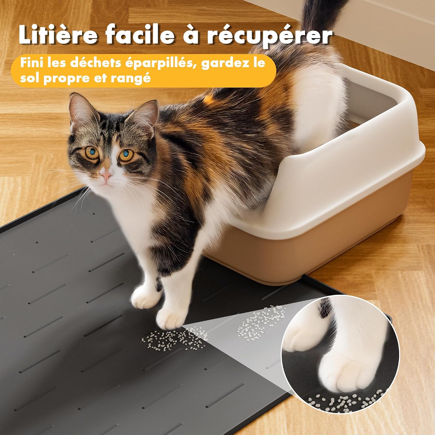 Thumbnail 1 de Tapis Litière XXL Pieviev pour Chat – 86x56 cm, Silicone, Anti-Urine, Lavable