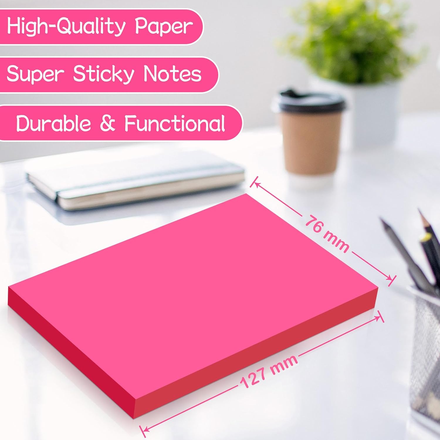 Thumbnail 2 de YEECOK große Haftnotizen 76 x 127 mm – 600 Sheets in 6 glänzenden Farben