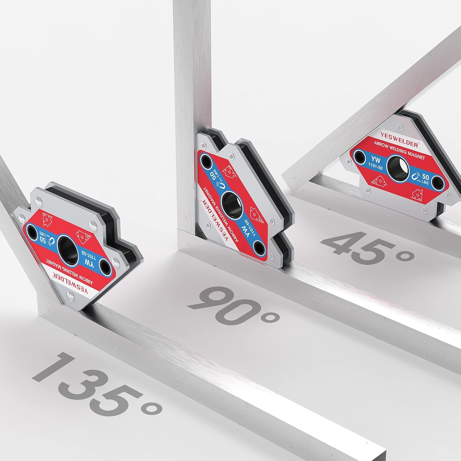 Thumbnail 2 de YESWELDER 50LB magneti per saldatura (4 pezzi) con supporto multiangolo 45°, 90° e 135°