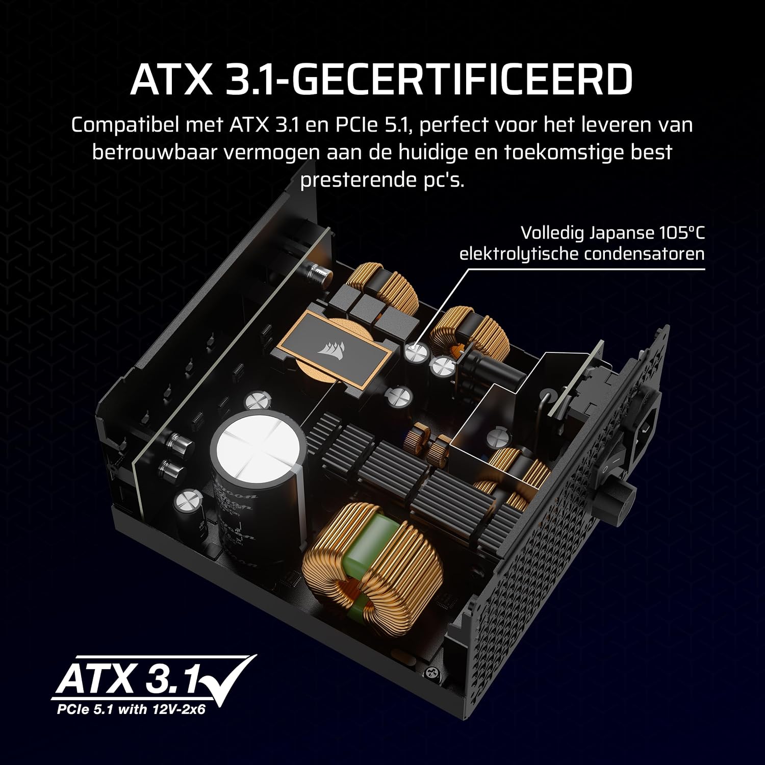 Thumbnail 3 de Corsair RM850x CP-9020270-EU ATX-voeding, 850 W, modulair en ATX 3.1