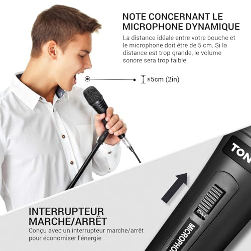 Detalle de TONOR K1, micro dynamique à main en métal avec câble XLR de 5 m