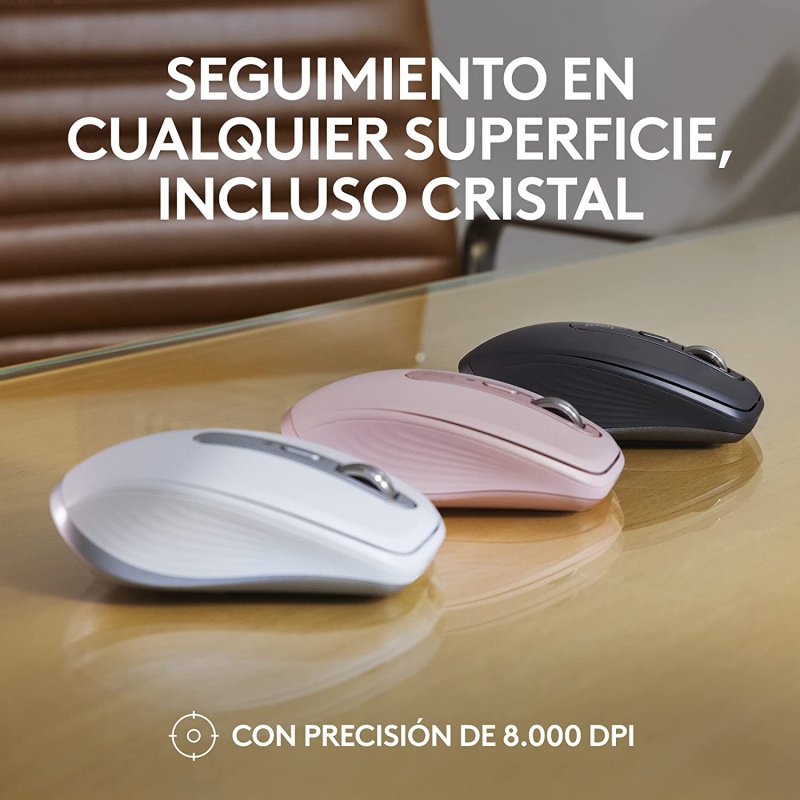 Detalle 2 de Logitech MX Anywhere 3S Ratón inalámbrico Bluetooth Rosa 🖱