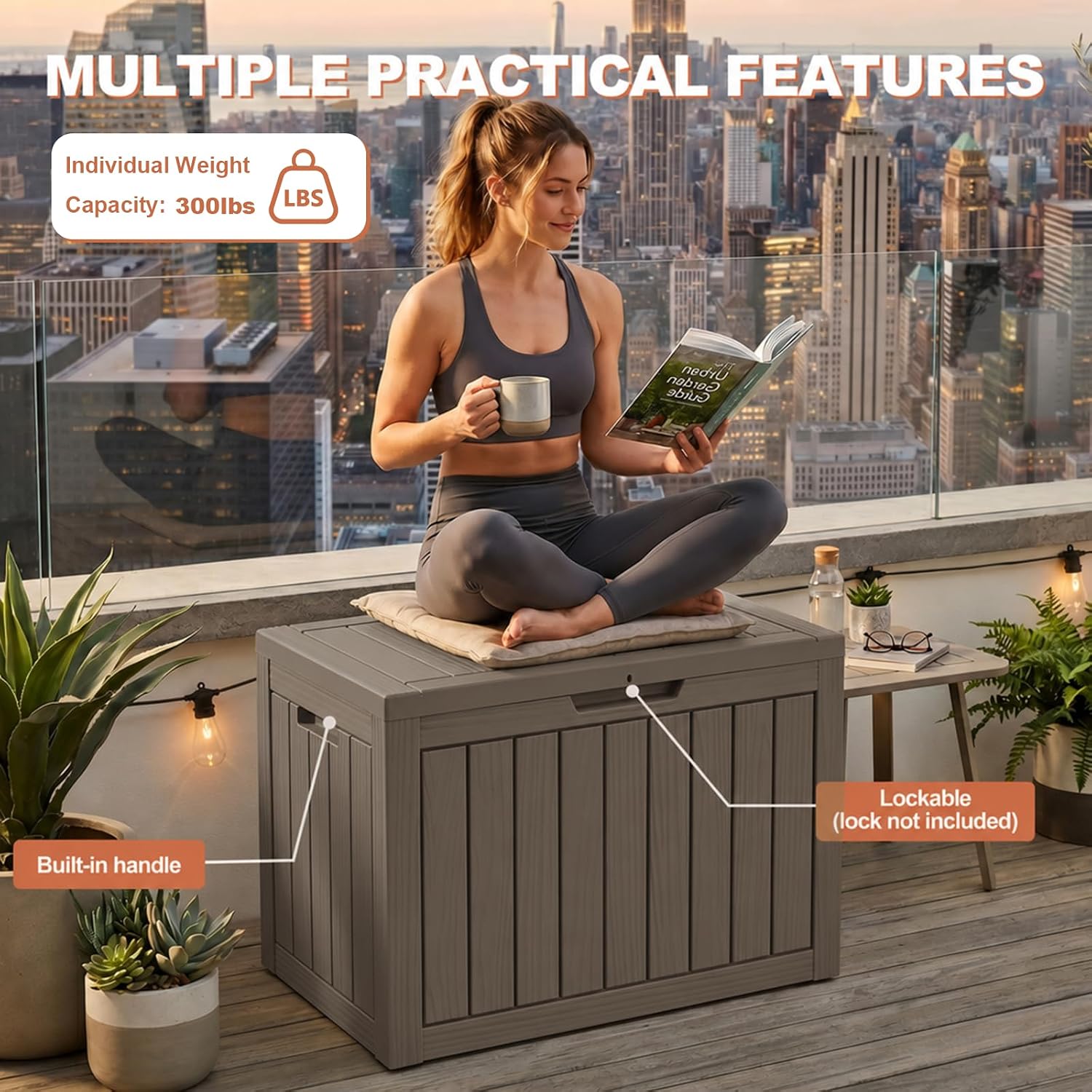 Thumbnail 4 de EFU A122A Outdoor Storage Box, Waterproof Gray Resin with Lockable Design