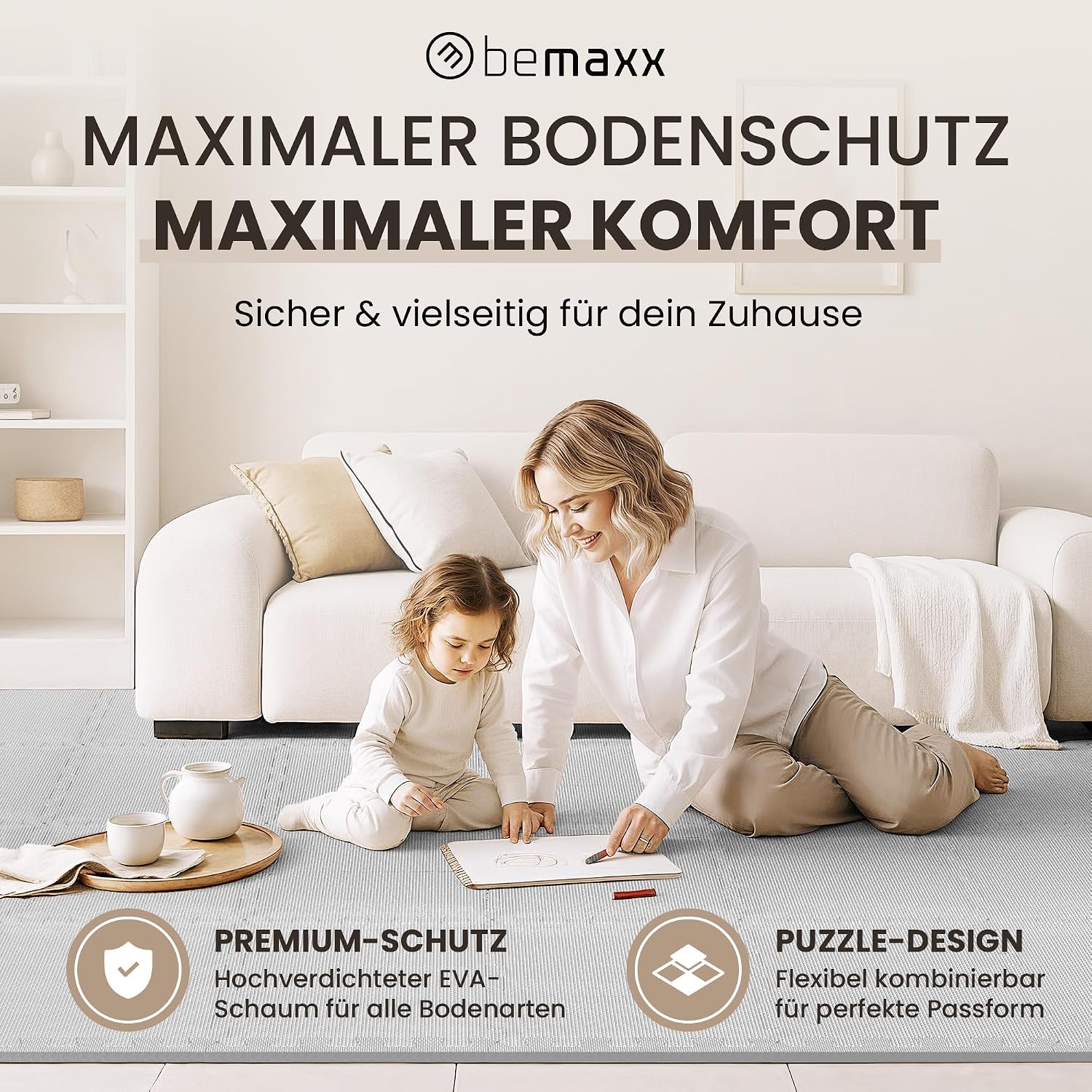 Detalle de Schutzmatten Set: 18 Puzzle-Bodenschutzmatten für Optimalen Boden- und Geräuschschutz