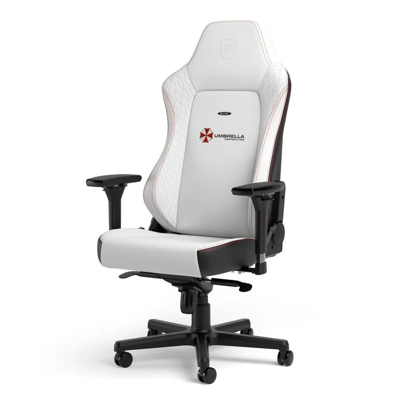 Detalle de Noblechairs HERO Resident Evil Umbrella Edition: Silla gaming de cuero sintético blanco y negro