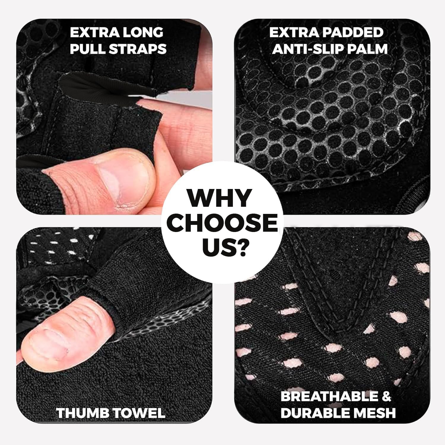 Detalle 2 de MhIL Workout Gloves for Men with Silicone Grip and Wrist Support